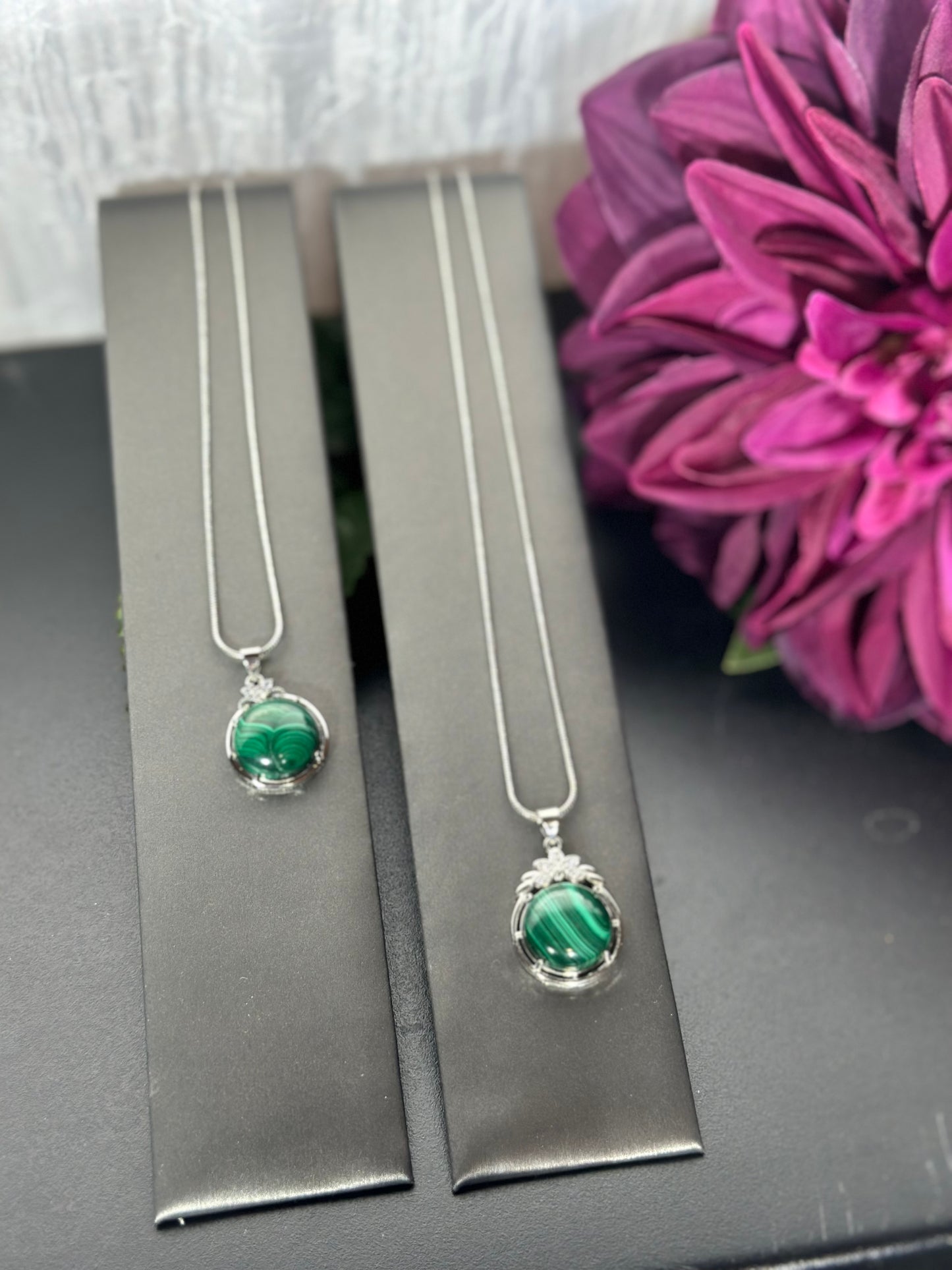 Malachite Necklace with 18” Sterling Silver chain