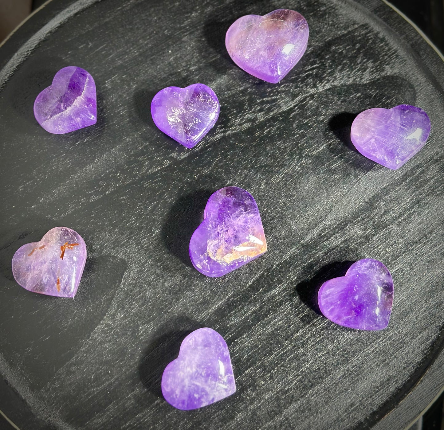 1” Puffy Amethyst Hearts