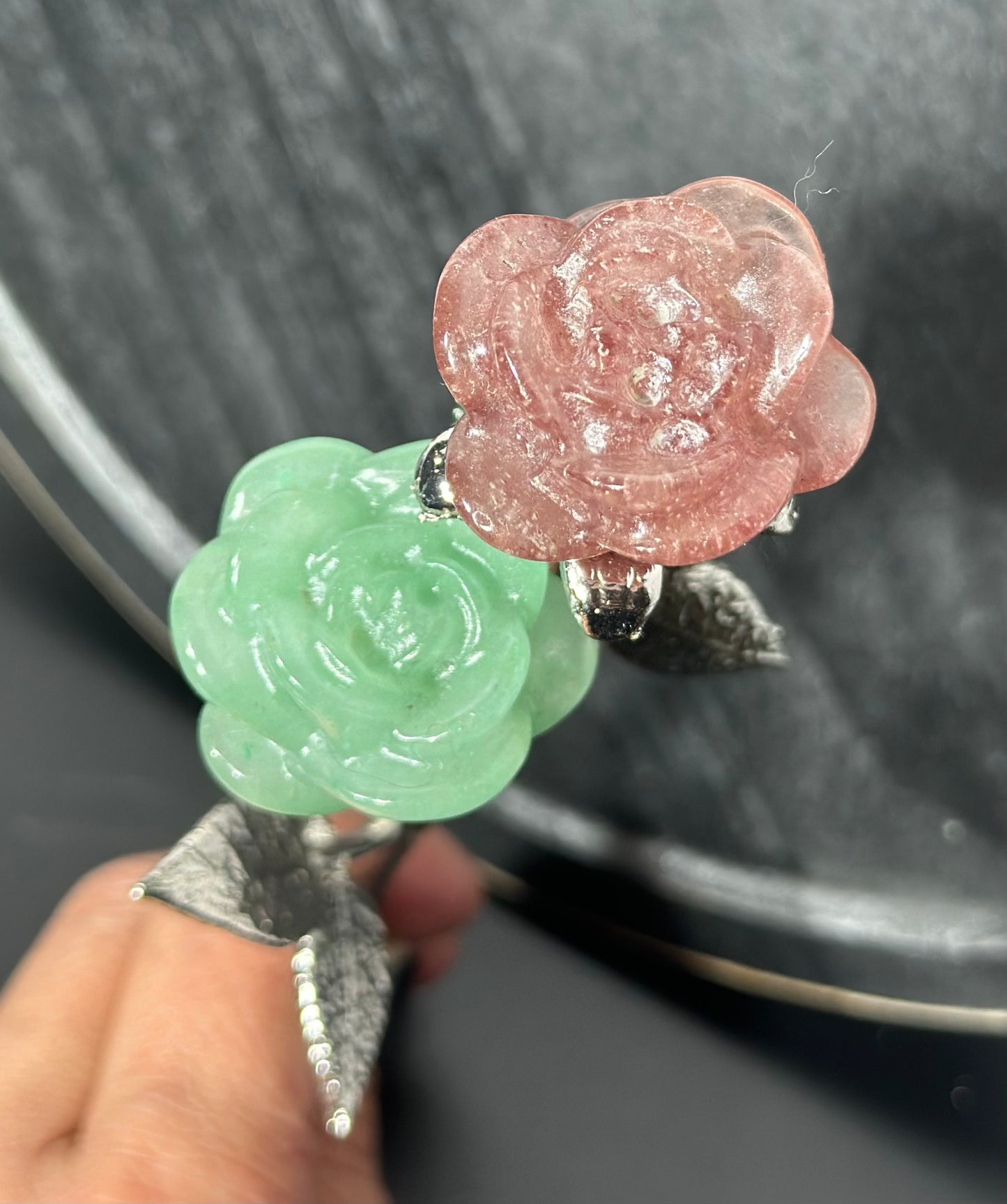 Strawberry Quartz and Green Aventurine Rose