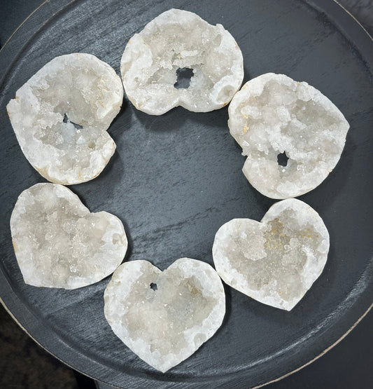 Clear Quartz Geode Hearts