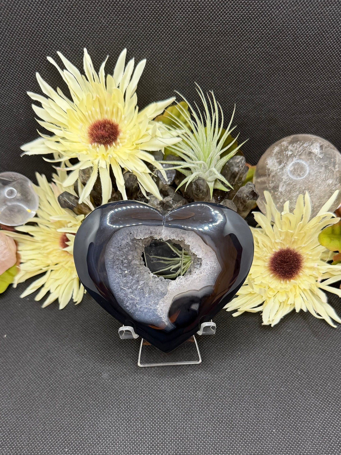 Agate Heart with Druzy Center