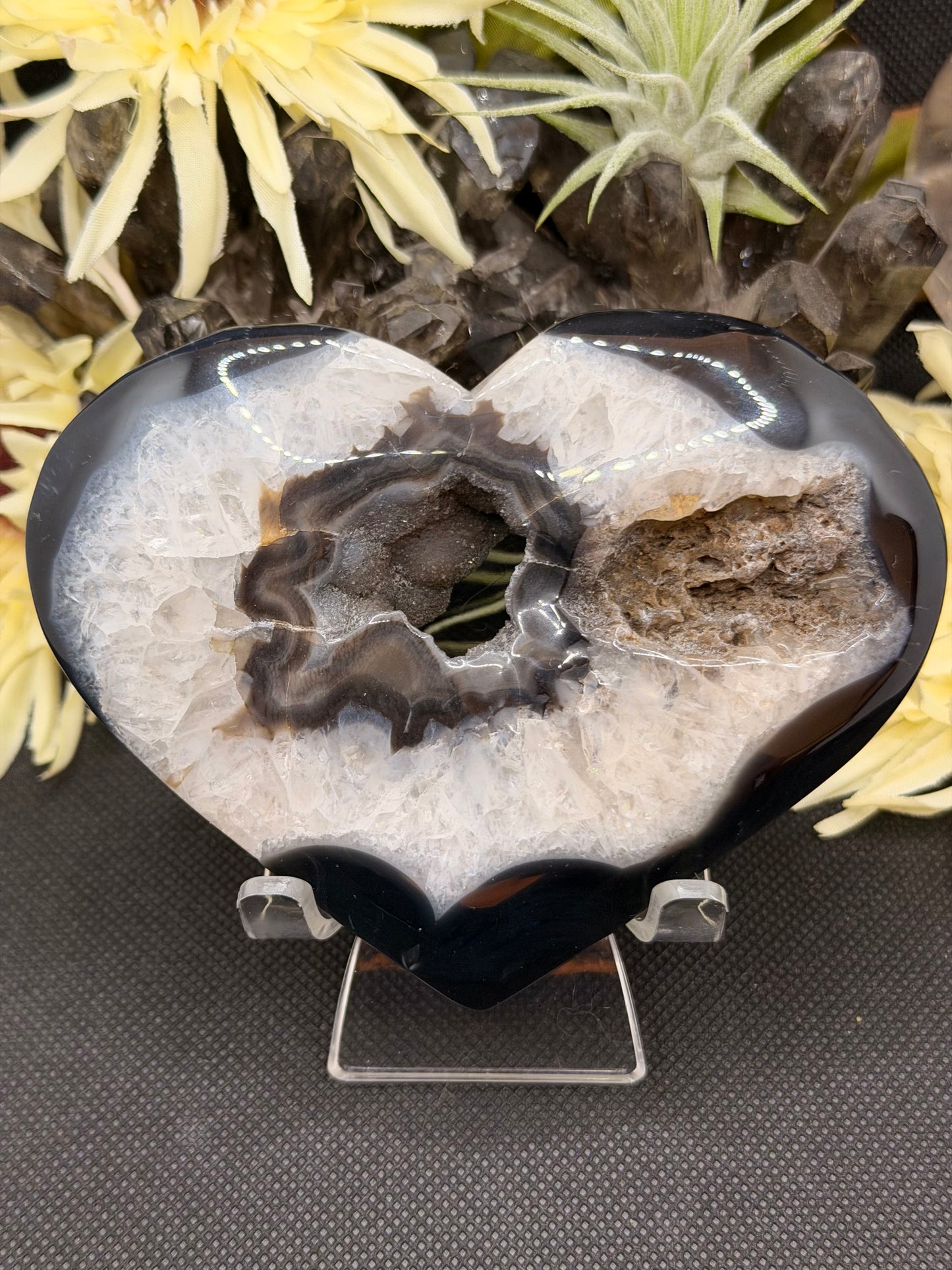 Agate Heart with Druzy Center