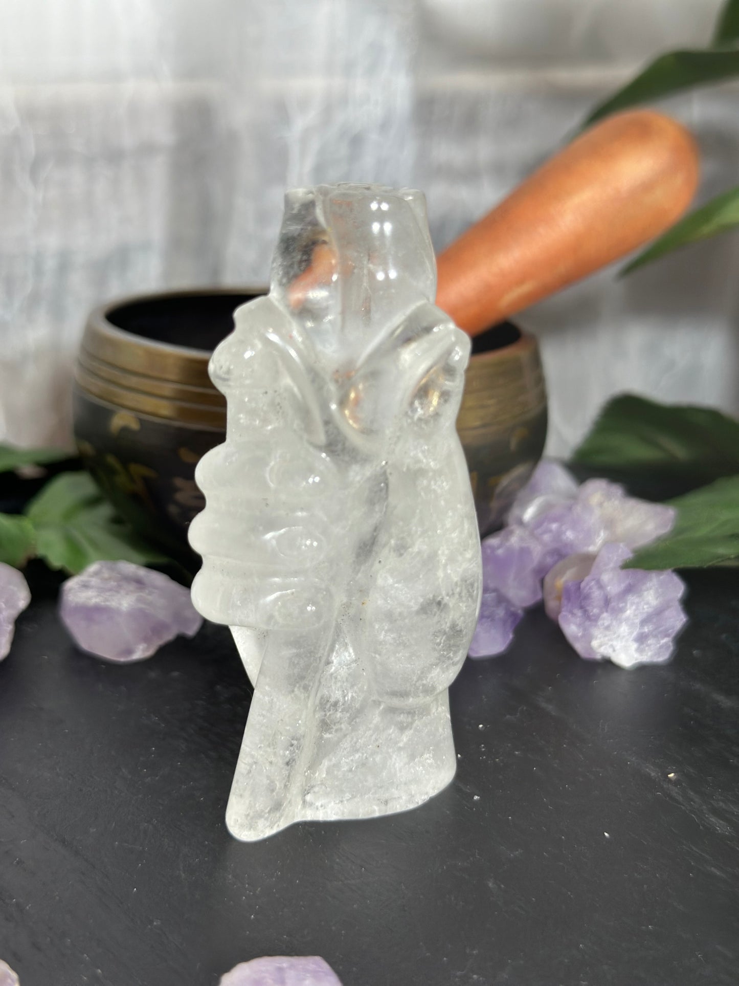 Hand Holding Rose (Clear Quartz)