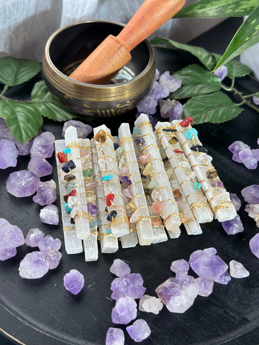 Chakra Selenite Sticks