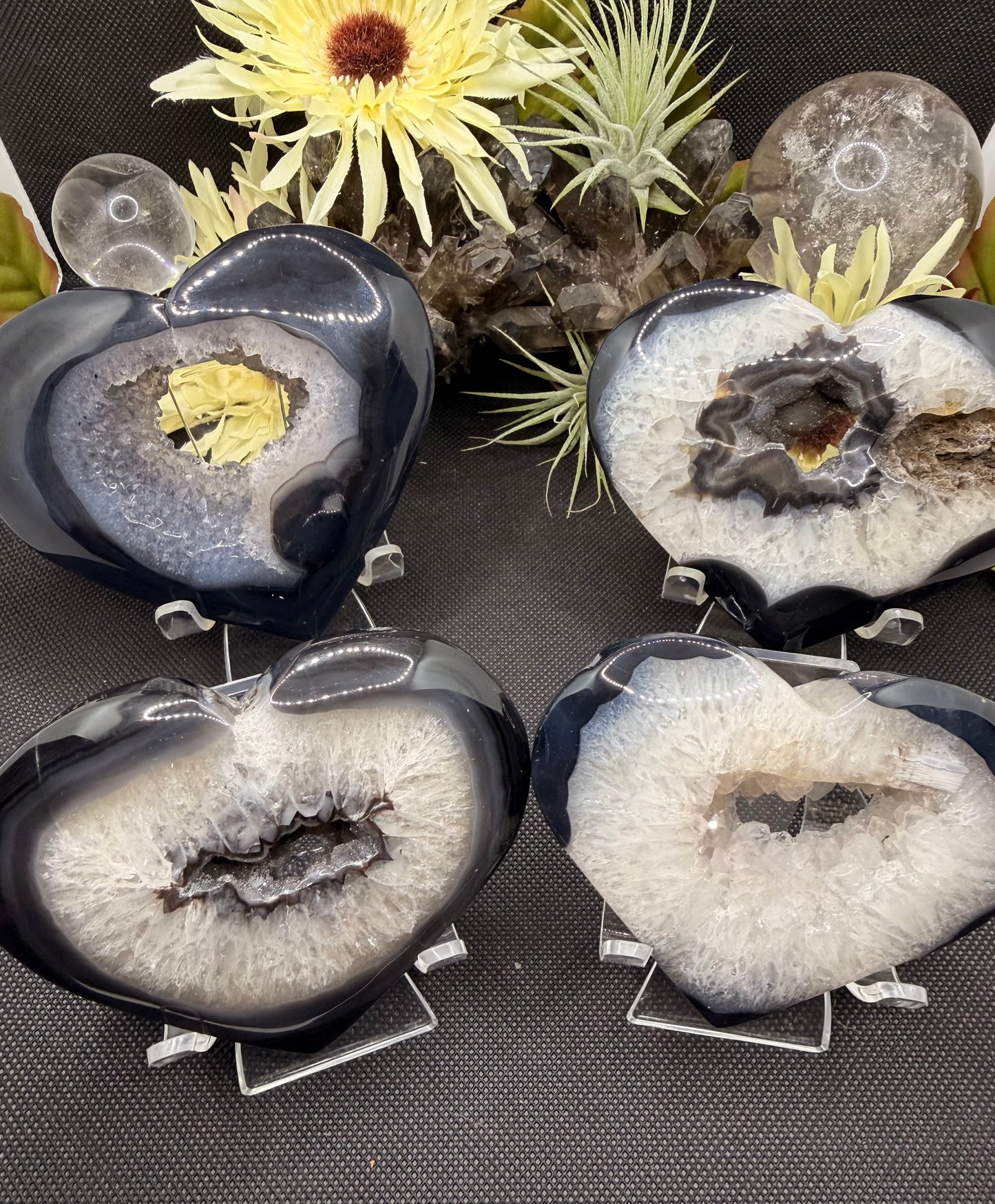 Agate Heart with Druzy Center
