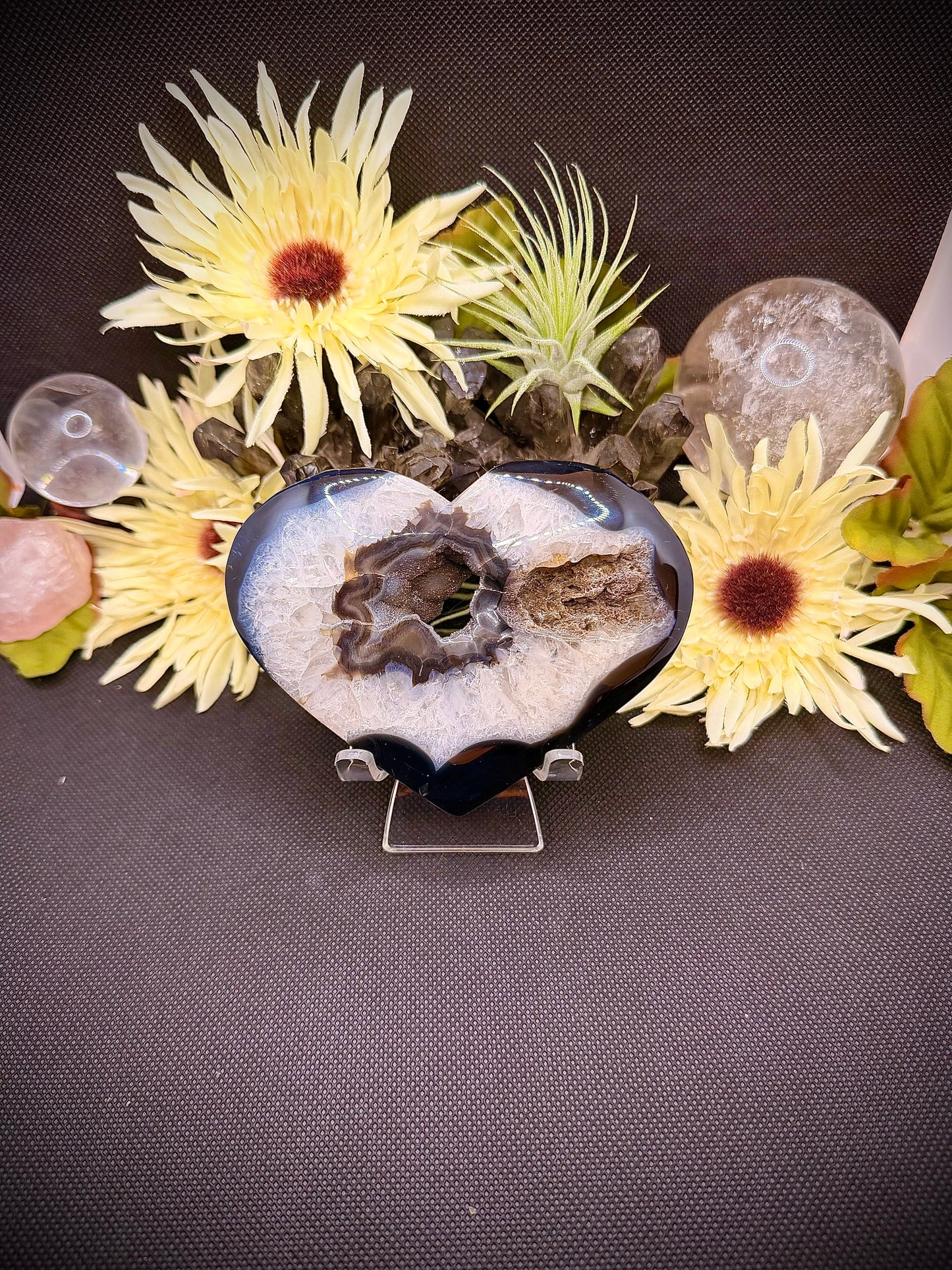 Agate Heart with Druzy Center