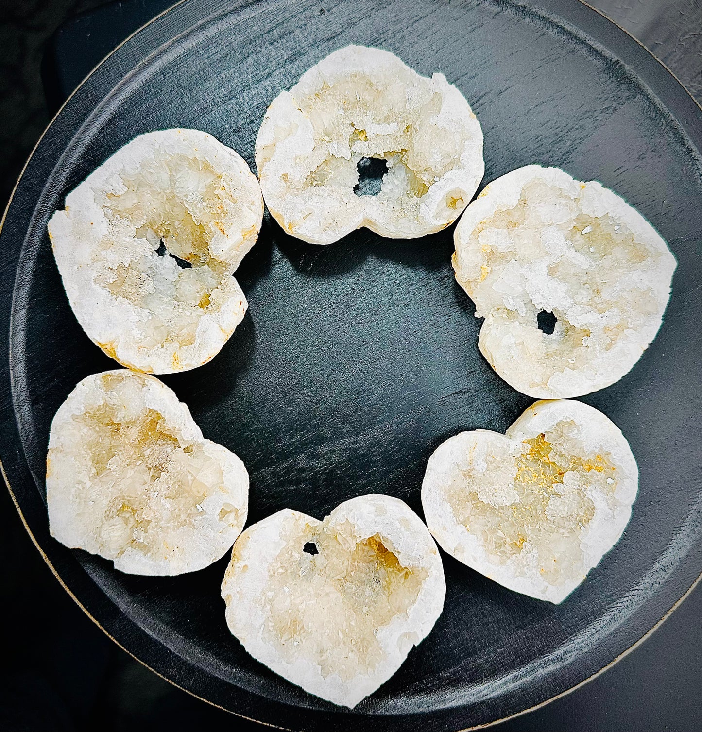 Clear Quartz Geode Hearts