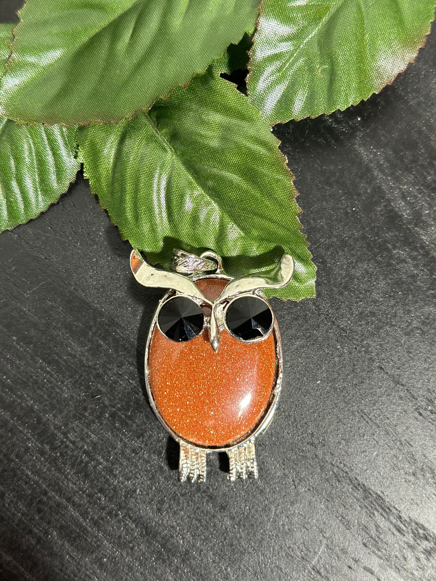 Gold Stone Owl Pendant