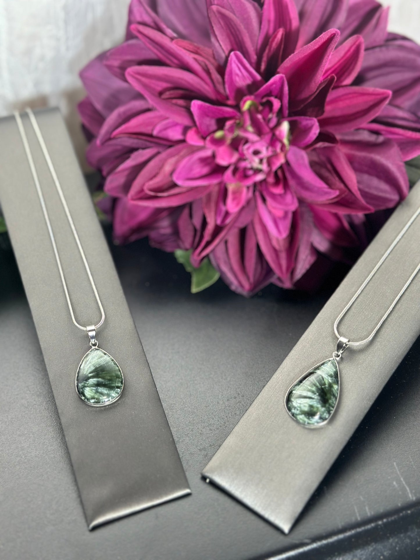 Seraphinite Pendant with 18” Sterling Silver Chain