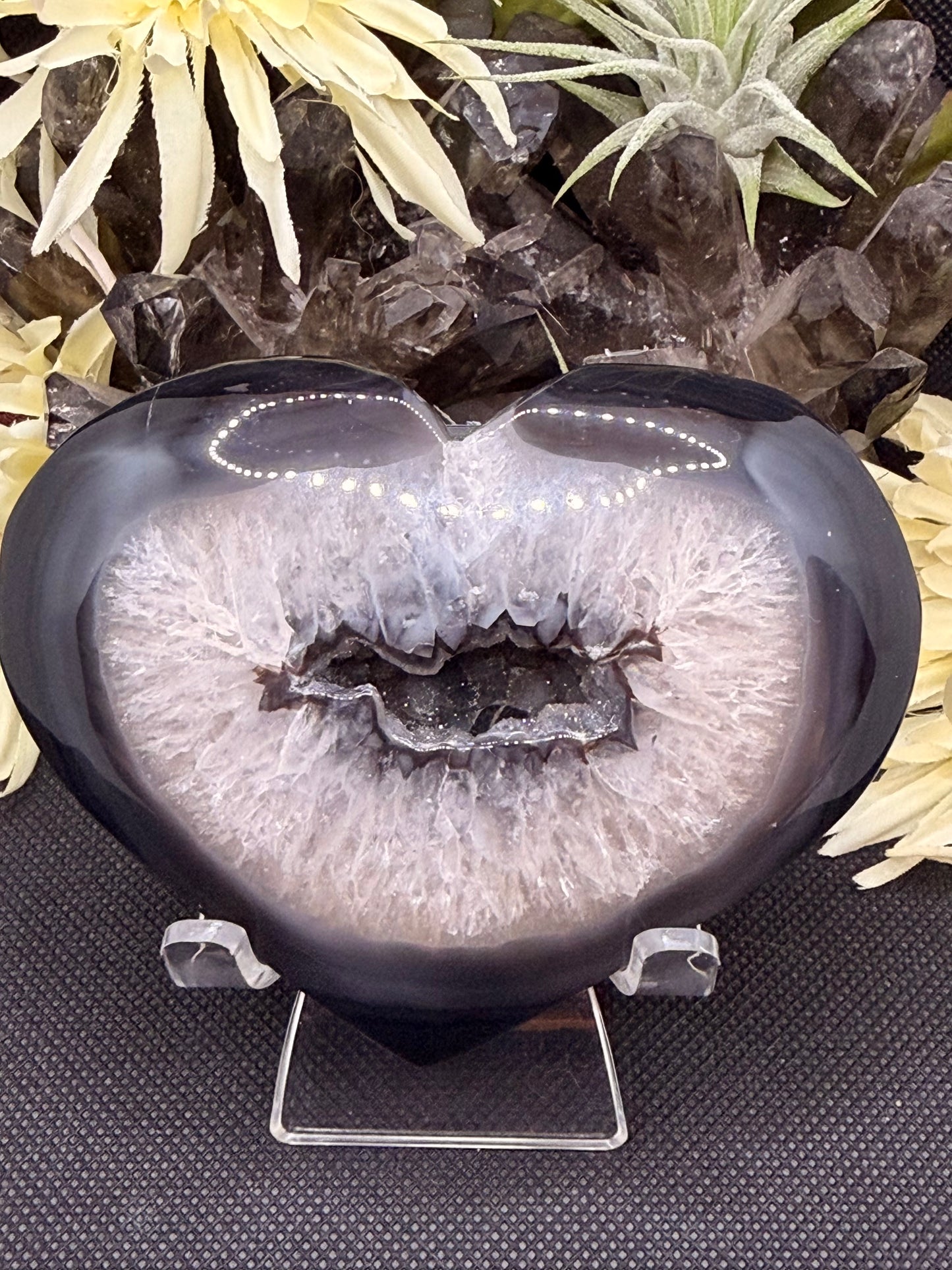 Agate Heart with Druzy Center