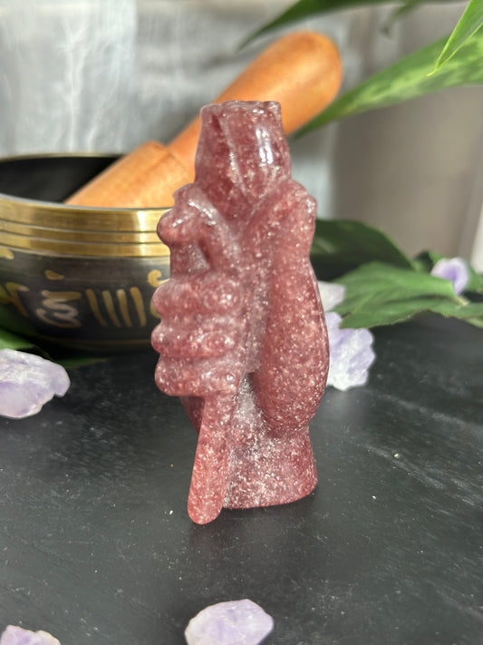 Hand Holding Rose (Strawberry Quartz)