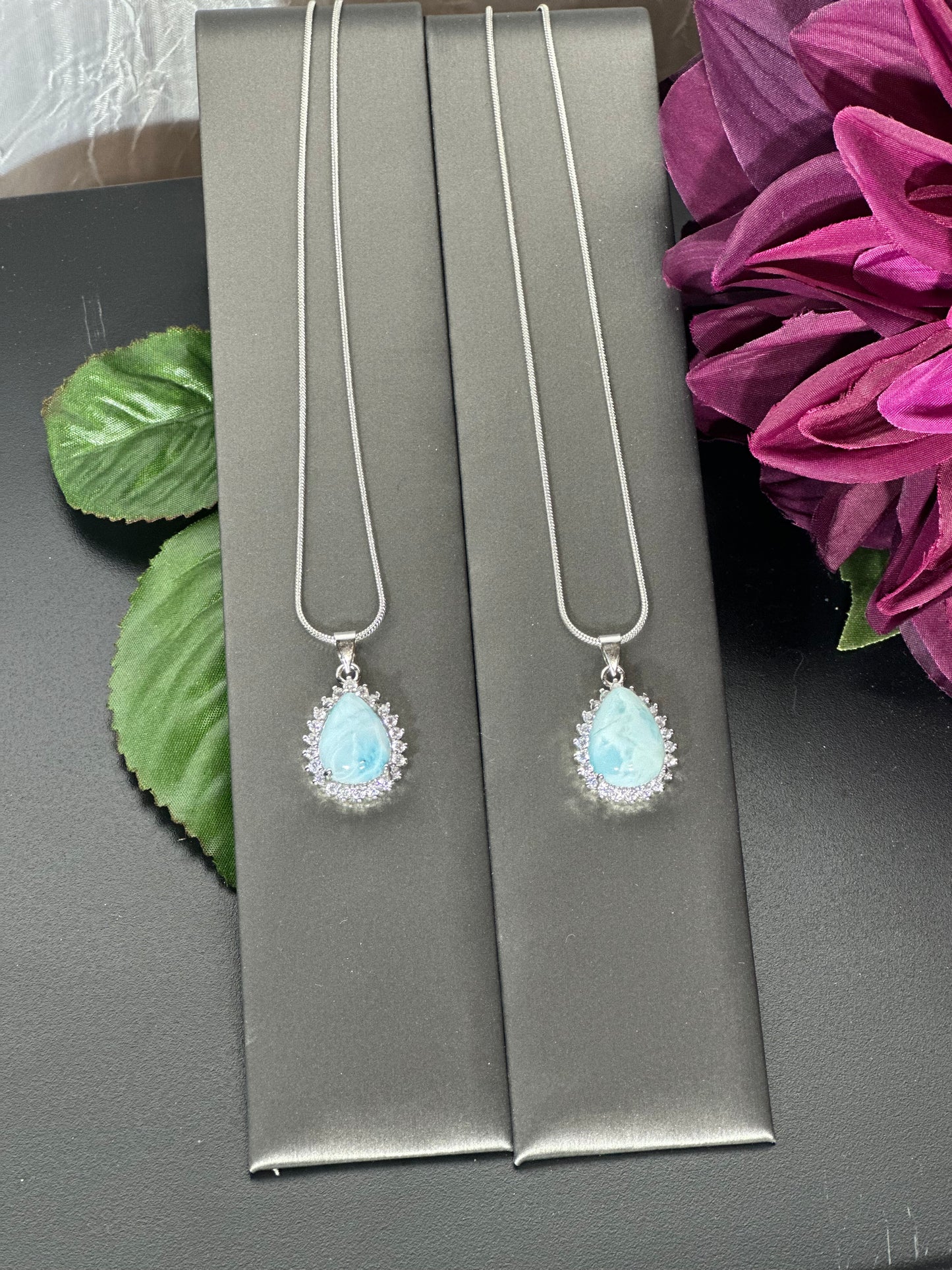 Larimar Necklace with 18” Sterling Silver chain