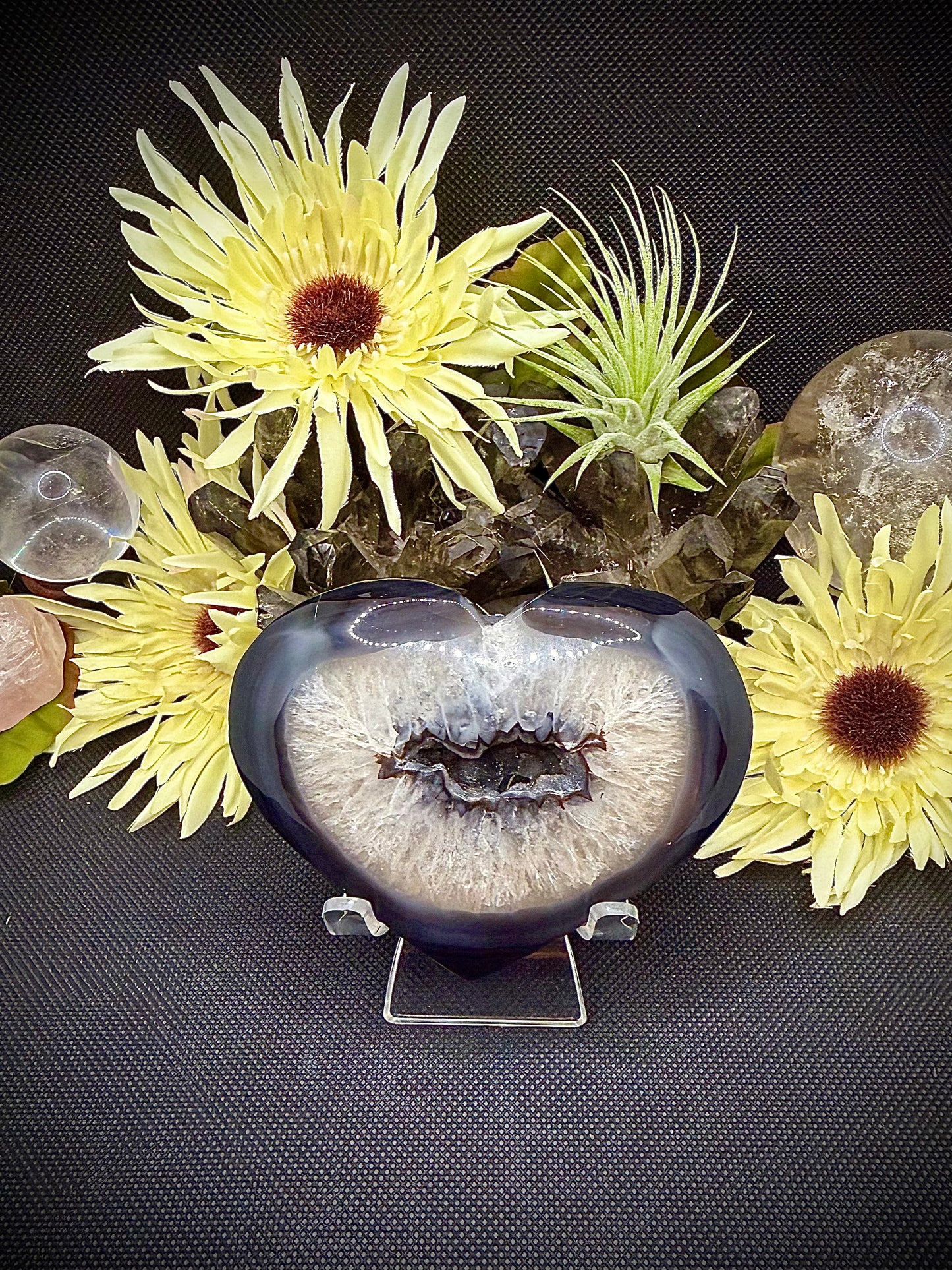 Agate Heart with Druzy Center