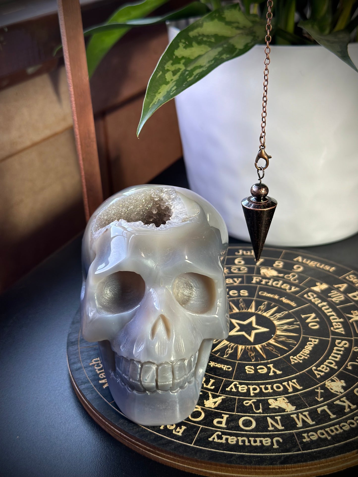 Blue Druzy Agate Skull