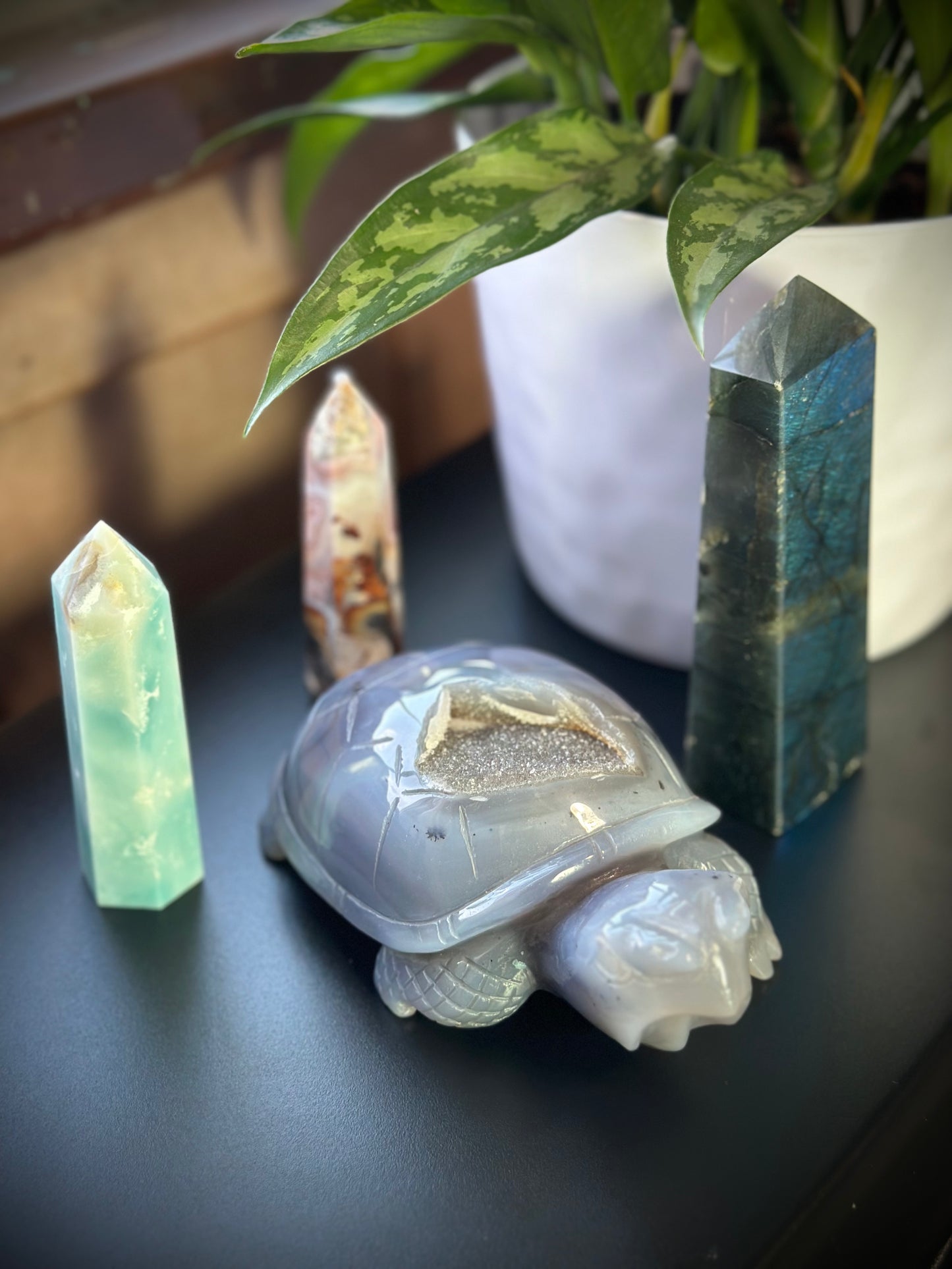 Blue Druzy Agate Turtle