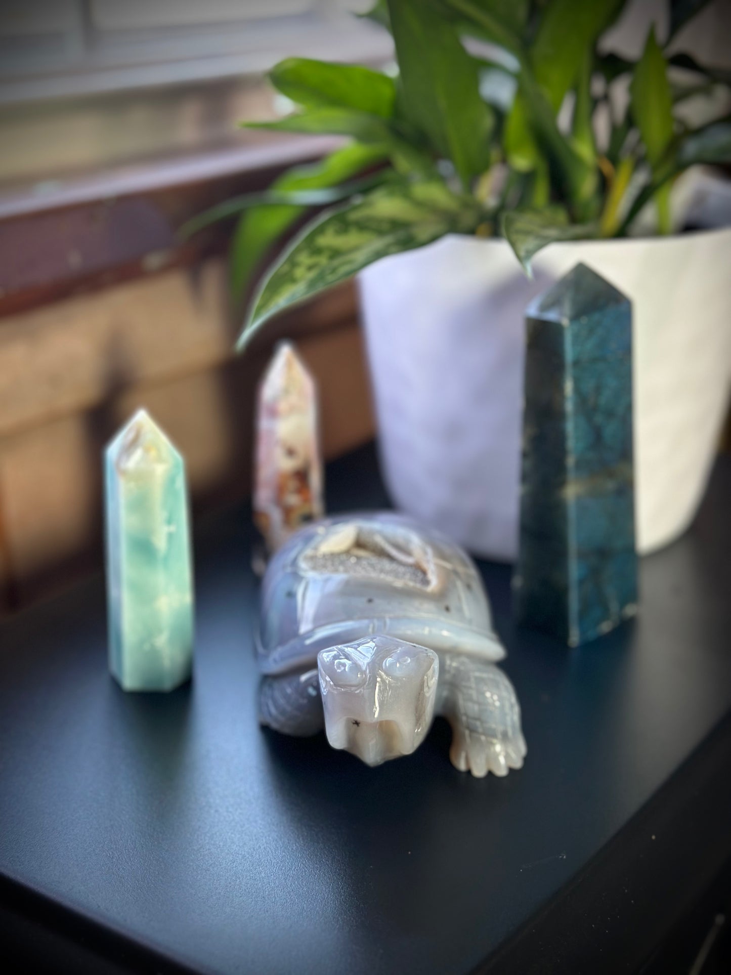 Blue Druzy Agate Turtle