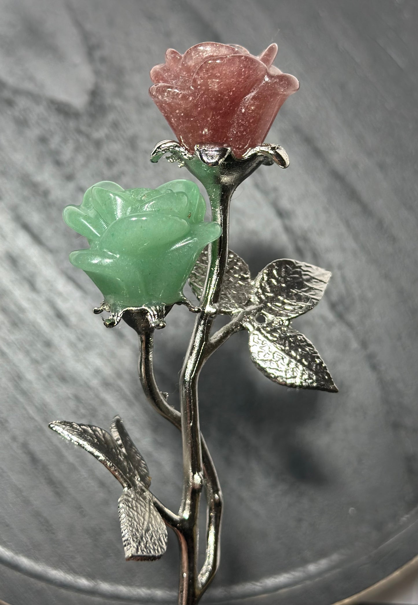 Strawberry Quartz and Green Aventurine Rose