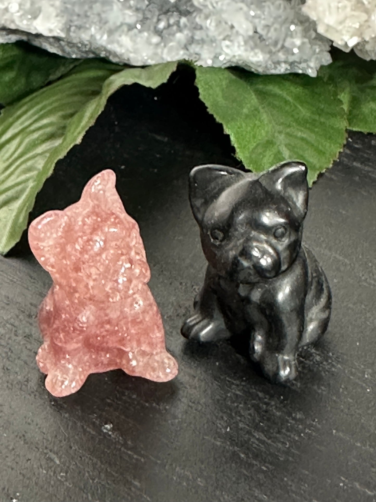 Pocket Bulldog: Strawberry Quartz/Obsidian