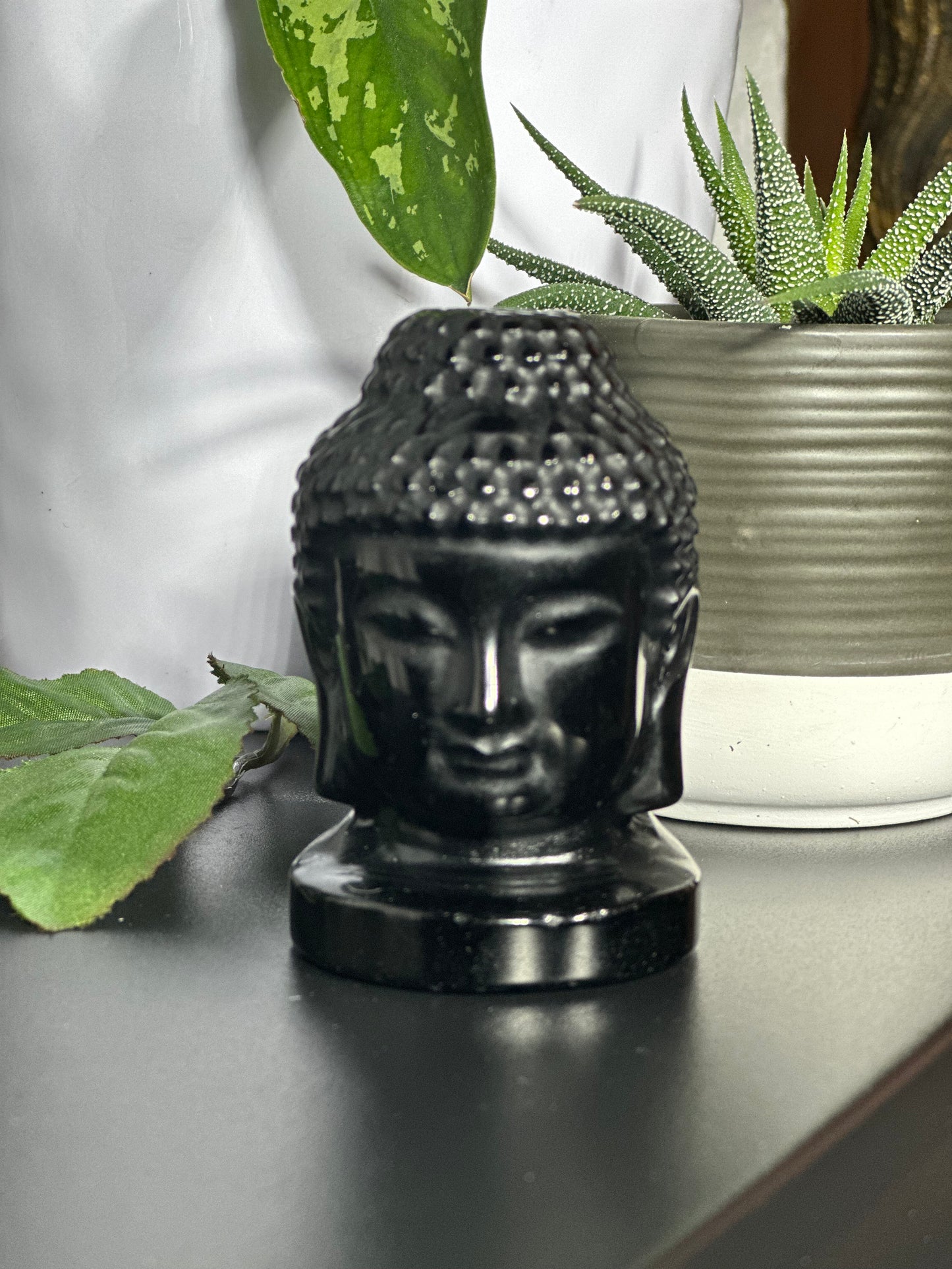 Obsidian Buddha Head