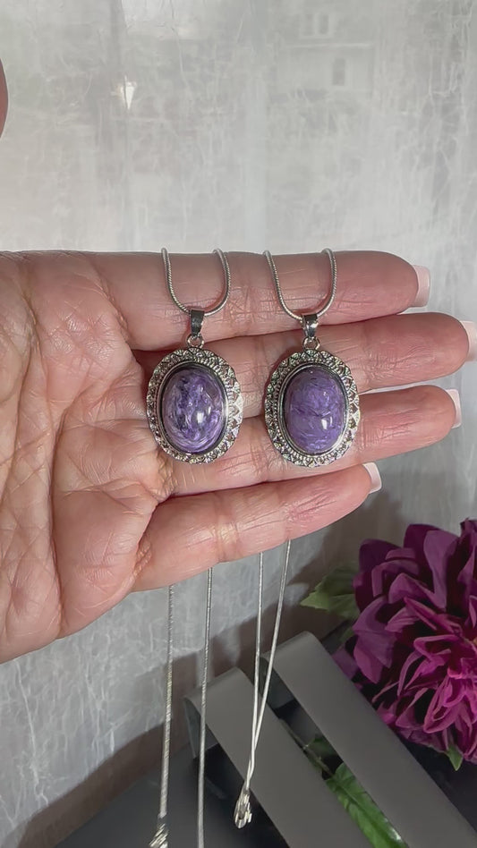 Lepidolite Necklace with 18” Sterling Silver chain
