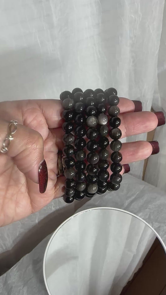8mm Gold Sheen Obsidian Bracelet