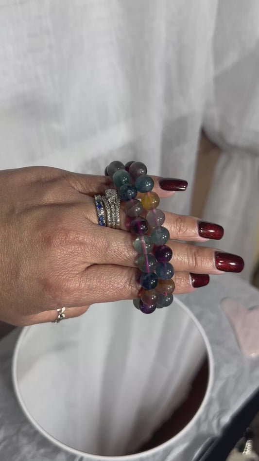8mm Rainbow Flourite Bracelet